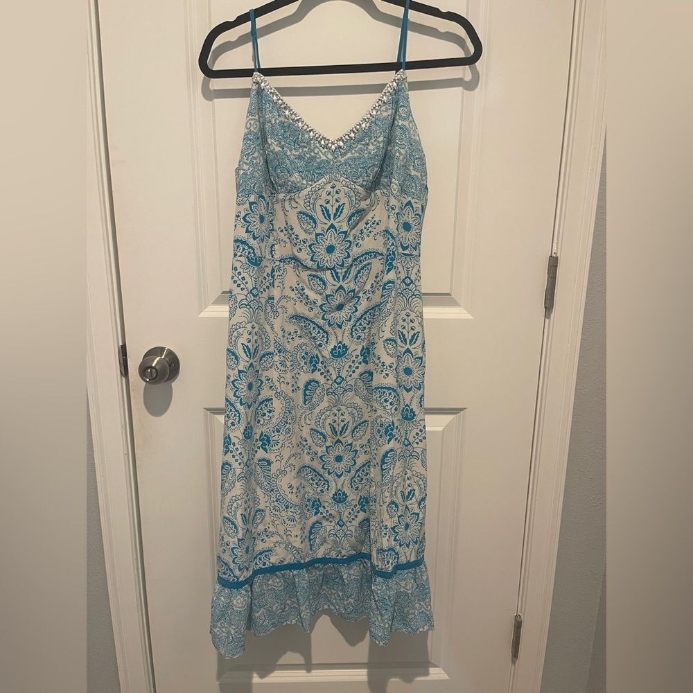 LOFT Blue and White Paisley Maxi Dress